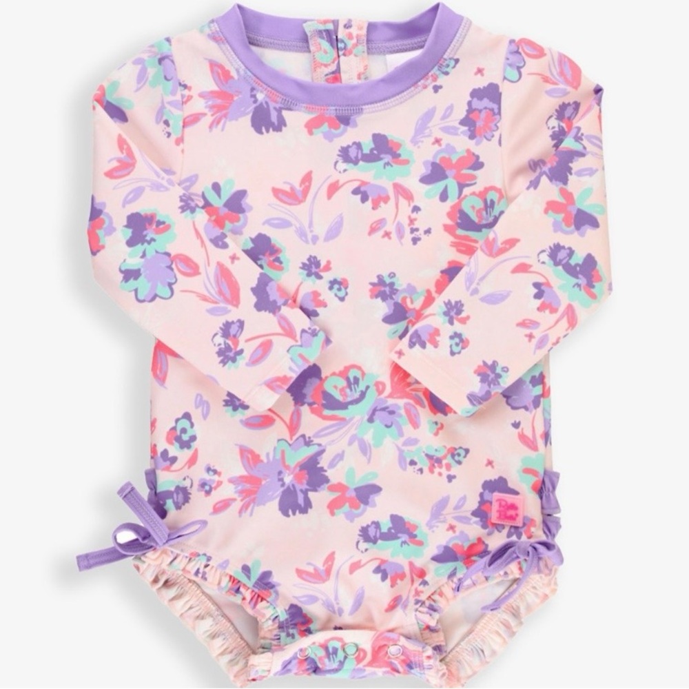RuffleButts Long Sleeve Princess Meadow One Piece Rash Guard NWOT